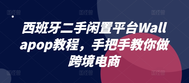 西班牙二手闲置平台Wallapop教程，手把手教你做跨境电商-一点通资源网
