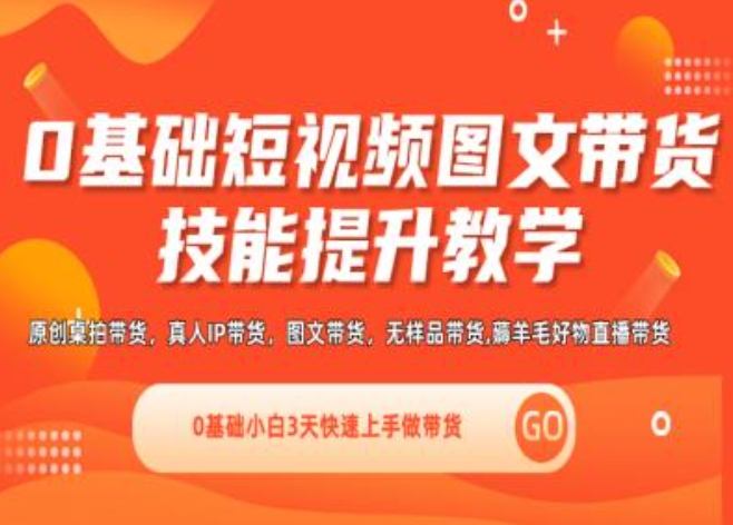 0基础短视频图文带货实操技能提升教学(直播课+视频课),0基础小白3天快速上手做带货-一点通资源网