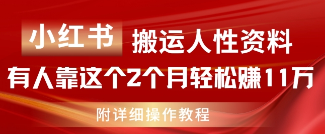 小红书搬运人性资料，有人靠这个2个月轻松赚11w，附教程【揭秘】-一点通资源网