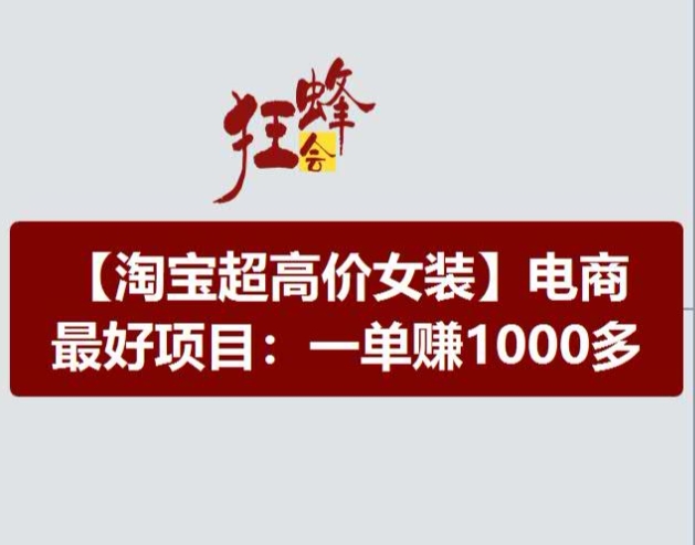 淘宝超高价女装项目，电商最好赛道，一单赚1000多-一点通资源网