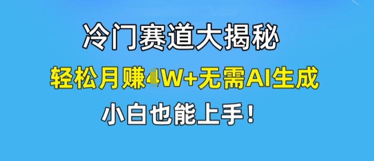 冷门赛道大揭秘，轻松月赚1W+无需AI生成，小白也能上手【揭秘】-一点通资源网