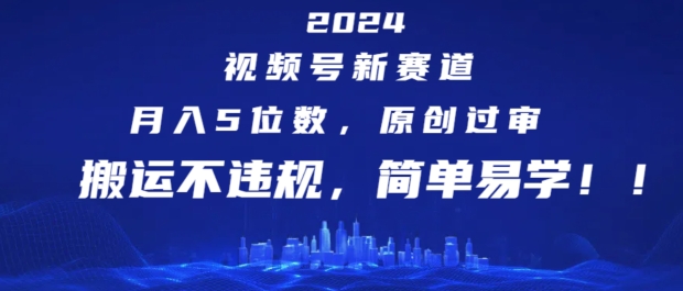 2024视频号新赛道，月入5位数+，原创过审，搬运不违规，简单易学【揭秘】-一点通资源网