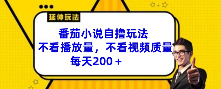 番茄小说自撸玩法，不看播放量，不看视频质量，每天200+【揭秘】-一点通资源网