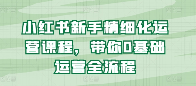 小红书新手精细化运营课程，带你0基础运营全流程-一点通资源网