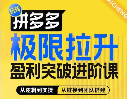 拼多多极限拉升盈利突破进阶课，​从算法到玩法，从玩法到团队搭建，体系化系统性帮助商家实现利润提升-一点通资源网
