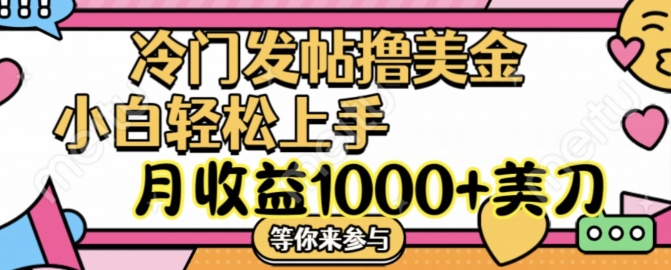 冷门发帖撸美金项目，月收益1000+美金，简单无脑，干就完了【揭秘】-一点通资源网