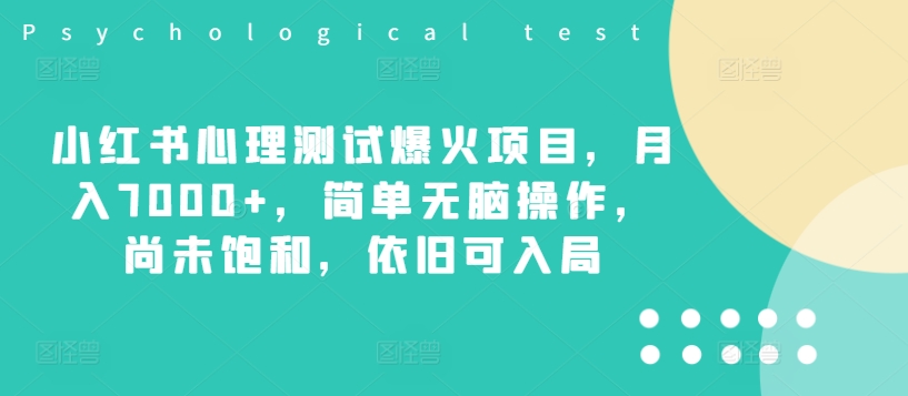 小红书心理测试爆火项目，月入7000+，简单无脑操作，尚未饱和，依旧可入局-一点通资源网