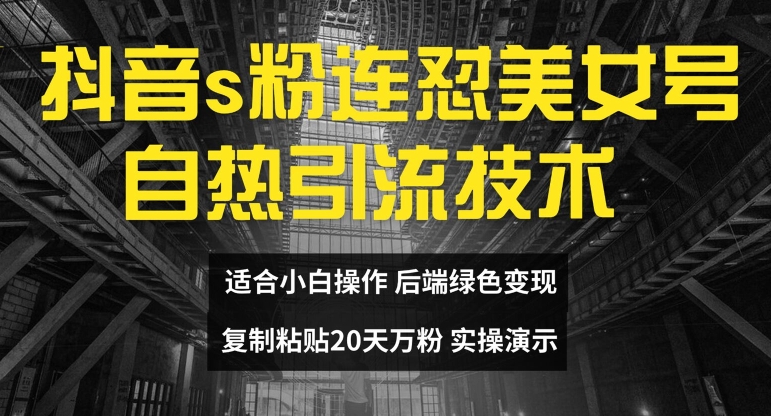 抖音s粉连怼美女号自热引流技术复制粘贴，20天万粉账号，无需实名制，矩阵操作【揭秘】-一点通资源网