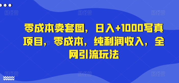 零成本卖套图，日入+1000写真项目，零成本，纯利润收入，全网引流玩法-一点通资源网