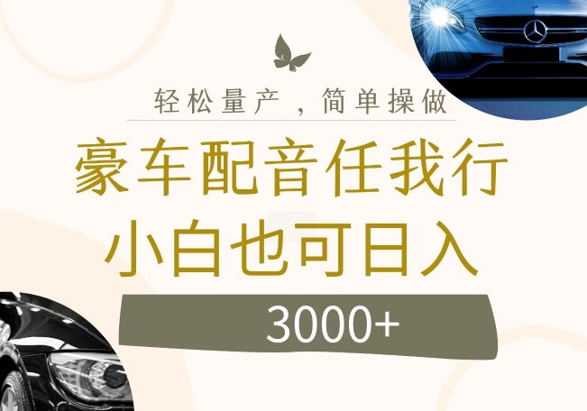 不为人知的暴力小项目，豪车配音，日入几张【揭秘】-一点通资源网