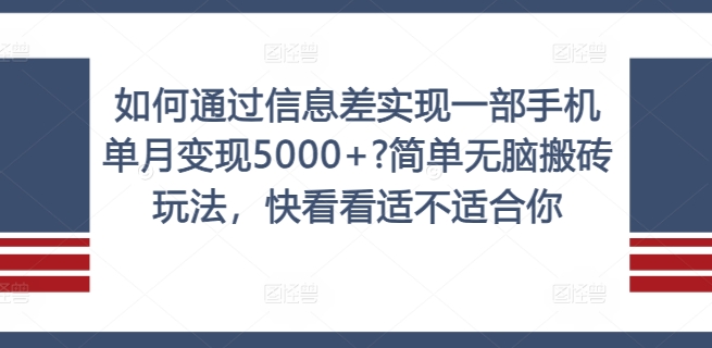 如何通过信息差实现一部手机单月变现5000+?简单无脑搬砖玩法，快看看适不适合你【揭秘】-一点通资源网