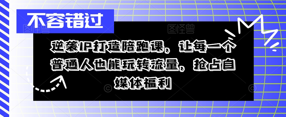 逆袭IP打造陪跑课，让每一个普通人也能玩转流量，抢占自媒体福利-一点通资源网