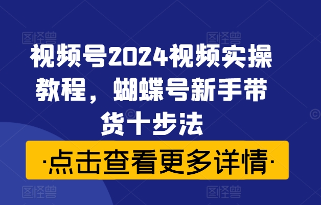 视频号2024视频实操教程，蝴蝶号新手带货十步法-一点通资源网