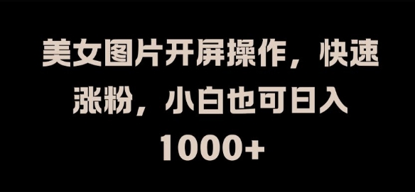 美女图片开屏操作，快速涨粉，小白也可日入1k【揭秘】-一点通资源网