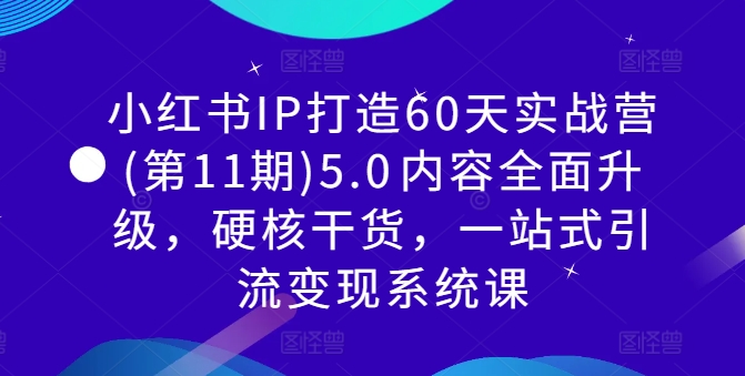 小红书IP打造60天实战营(第11期)5.0​内容全面升级，硬核干货，一站式引流变现系统课-一点通资源网