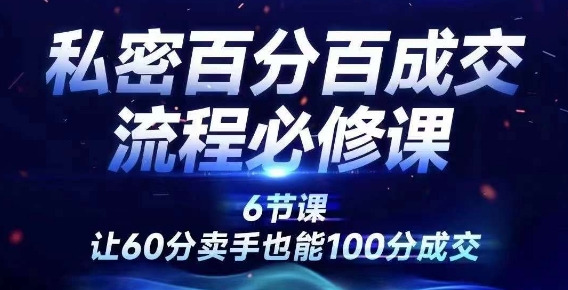 私密百分百成交流程线上训练营，绝对成交，让60分卖手也能100分成交-一点通资源网