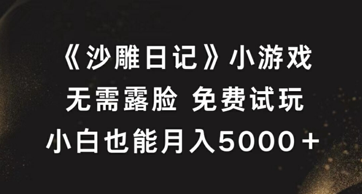 《沙雕日记》小游戏，无需露脸免费试玩，小白也能月入5000+【揭秘】-一点通资源网