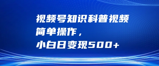 视频号知识科普视频，简单操作，小白日变现500+【揭秘】-一点通资源网