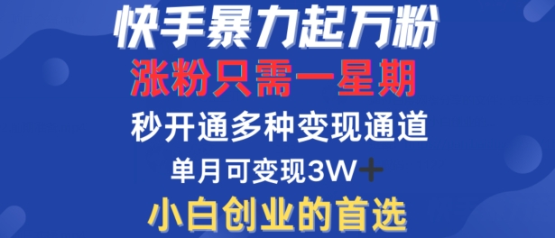 快手暴力起万粉，涨粉只需一星期，多种变现模式，直接秒开万合，单月变现过W【揭秘】-一点通资源网