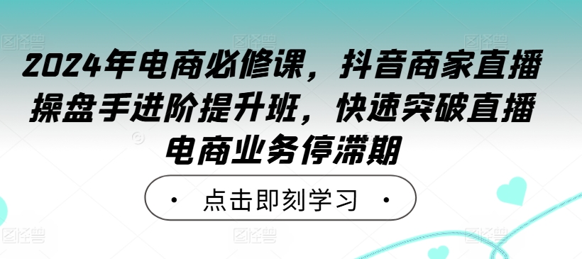 2024年电商必修课，抖音商家直播操盘手进阶提升班，快速突破直播电商业务停滞期-一点通资源网