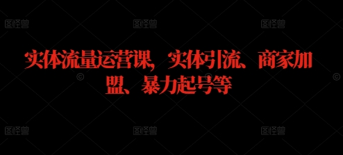 实体流量运营课，实体引流、商家加盟、暴力起号等-一点通资源网