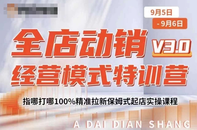 全店动销经营模式特训营，指哪打哪100%精准拉新保姆式起店实操课程-一点通资源网