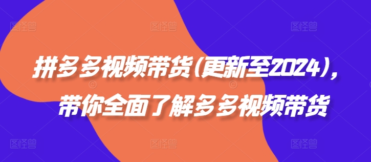 拼多多视频带货(更新至2024)，带你全面了解多多视频带货-一点通资源网