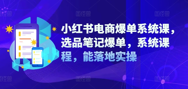 小红书电商爆单系统课，选品笔记爆单，系统课程，能落地实操-一点通资源网
