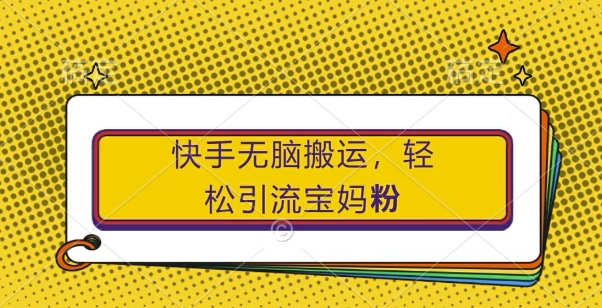 快手无脑搬运，轻松引流宝妈粉，纯小白轻松上手【揭秘】-一点通资源网