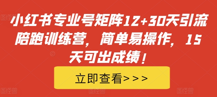 小红书专业号矩阵12+30天引流陪跑训练营，简单易操作，15天可出成绩!-一点通资源网