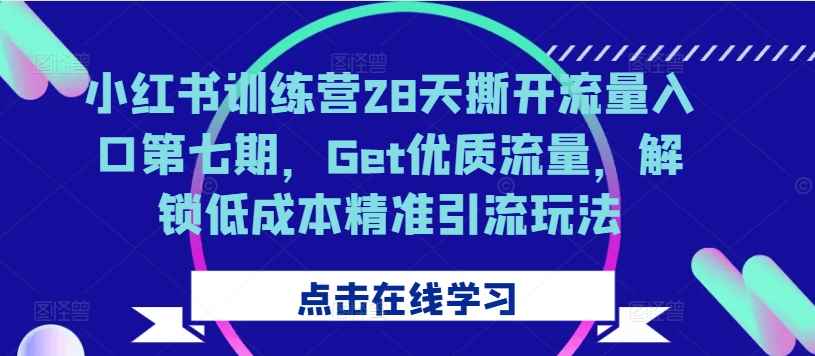 小红书训练营28天撕开流量入口第七期，Get优质流量，解锁低成本精准引流玩法-一点通资源网