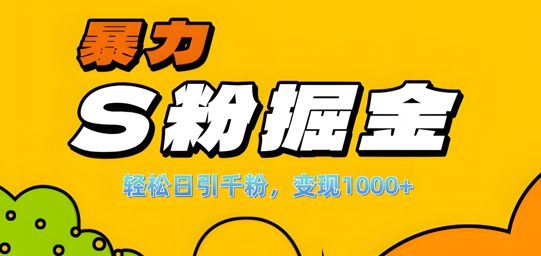 单人单机日引千粉，变现1k+，S粉流量掘金计划攻略【揭秘】-一点通资源网