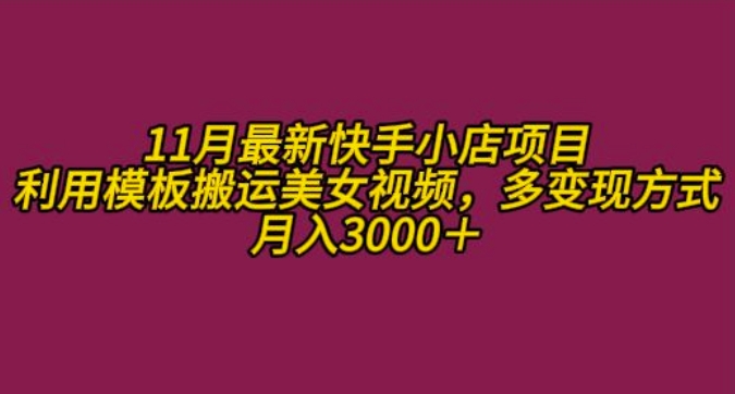 11月K总部落快手小店情趣男粉项目，利用模板搬运美女视频，多变现方式月入3000+-一点通资源网