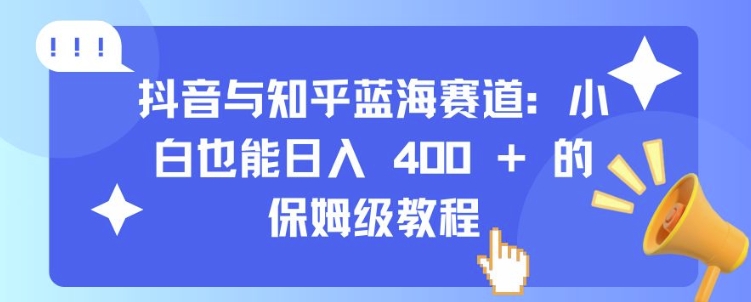 抖音与知乎蓝海赛道：小白也能日入 4张 的保姆级教程-一点通资源网