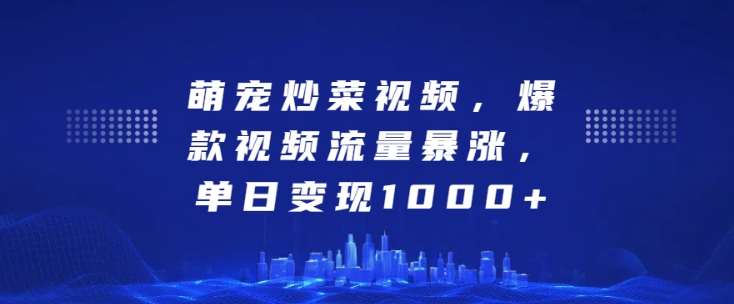 萌宠炒菜视频，爆款视频流量暴涨，单日变现1k-一点通资源网