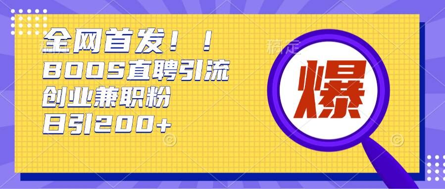 通过Boss直聘，每天轻松钓到200+多条创业大鱼的秘籍【揭秘】-一点通资源网