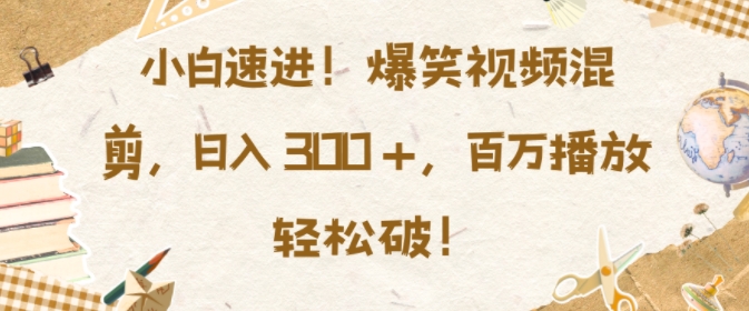 小白速进，爆笑视频混剪，日入3张，百万播放轻松破【揭秘】-一点通资源网