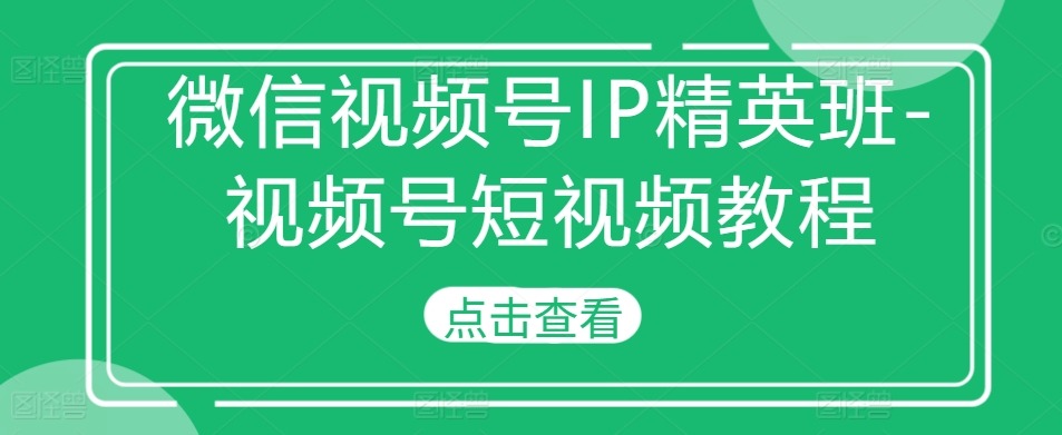 微信视频号IP精英班-视频号短视频教程-一点通资源网