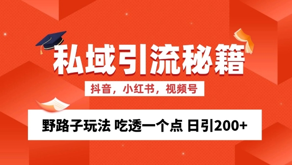 私域流量的精准化获客方法 野路子玩法 吃透一个点 日引200+ 【揭秘】-一点通资源网