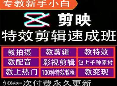 剪映特效教程和运营变现教程，特效剪辑速成班，专教新手小白-一点通资源网