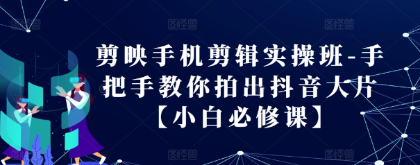 剪映手机剪辑实操班-手把手教你拍出抖音大片【小白必修课】-一点通资源网