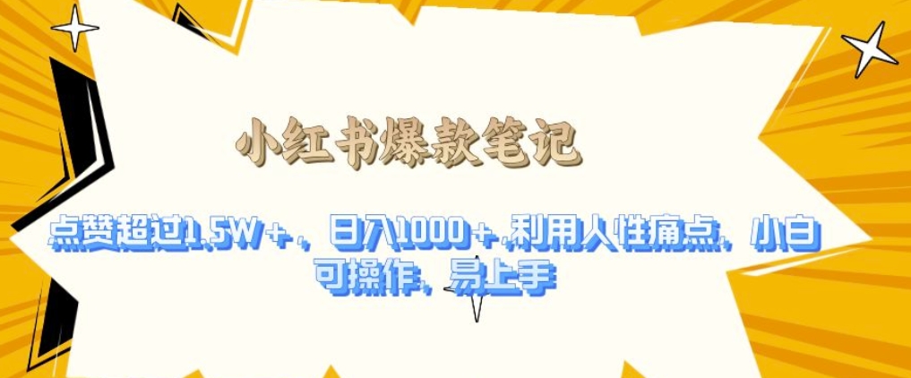 利用人性的痛点，打造爆款笔记，获得点赞超过1.5W+，日入1k【揭秘】-一点通资源网