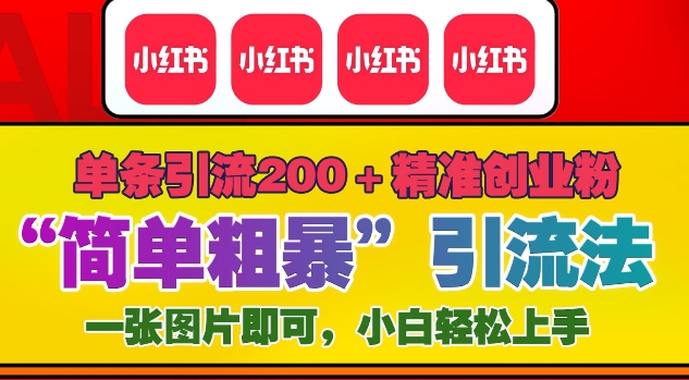 12月底小红书”简单粗暴“引流法，单条引流200+精准创业粉-一点通资源网