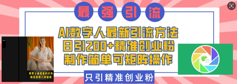 AI数字人最新引流方法，日引200+精准创业粉，制作简单可矩阵操作-一点通资源网