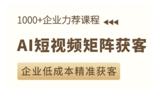 AI短视频矩阵获客实操课，企业低成本精准获客-一点通资源网