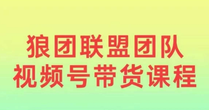 狼团联盟2024视频号带货，0基础小白快速入局视频号-一点通资源网