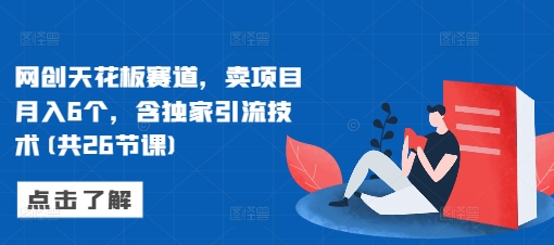 网创天花板赛道，卖项目月入6个，含独家引流技术(共26节课)-一点通资源网