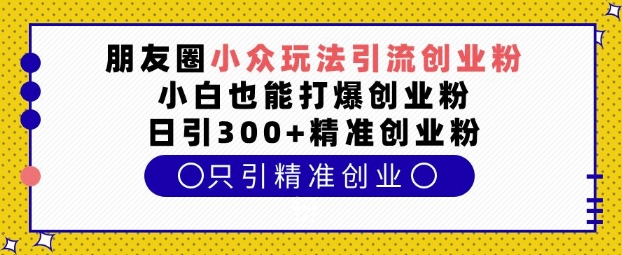 朋友圈小众玩法引流创业粉，小白也能打爆创业粉，日引300+精准创业粉【揭秘】-一点通资源网