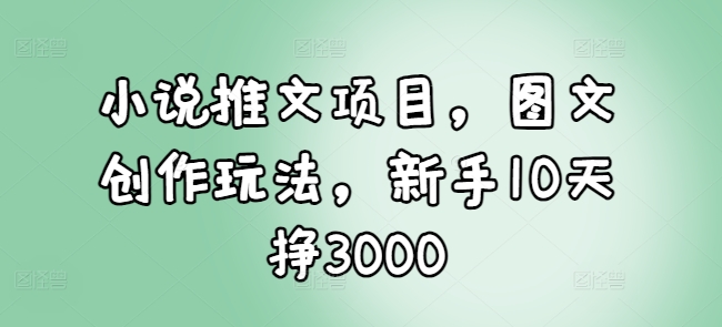 小说推文项目，图文创作玩法，新手10天挣3000-一点通资源网