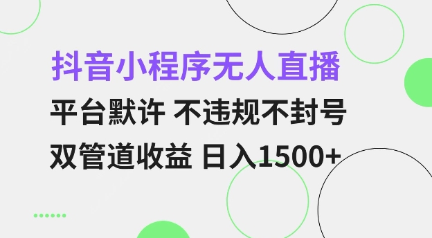 抖音小程序无人直播 平台默许 不违规不封号 双管道收益 日入多张 小白也能轻松操作【仅揭秘】-一点通资源网